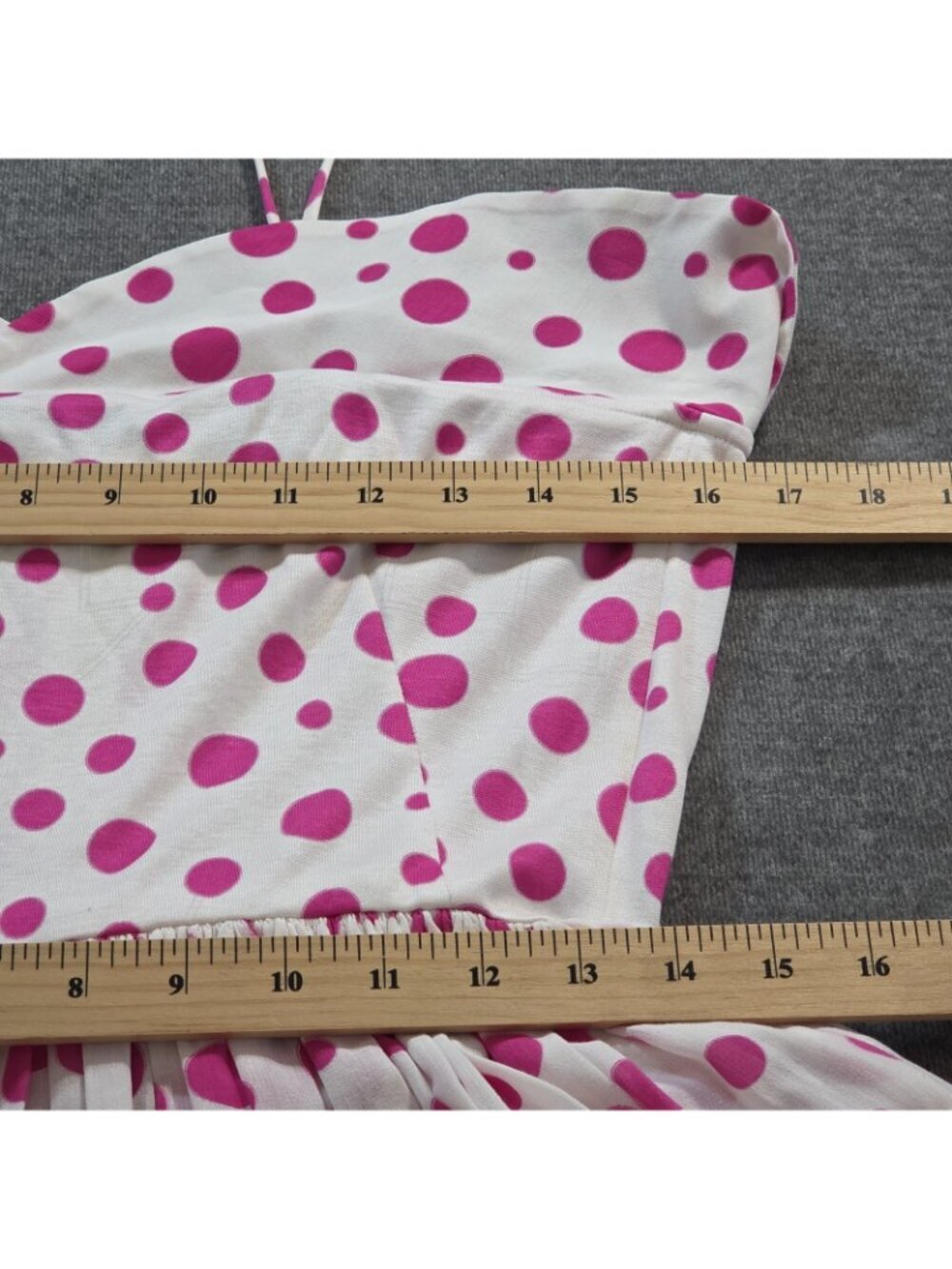 Vtg Bessi Firenze Italy Dress US 8 Pink Polka Dot Cotton Belted Midi Retro Chic - Picture 6 of 16